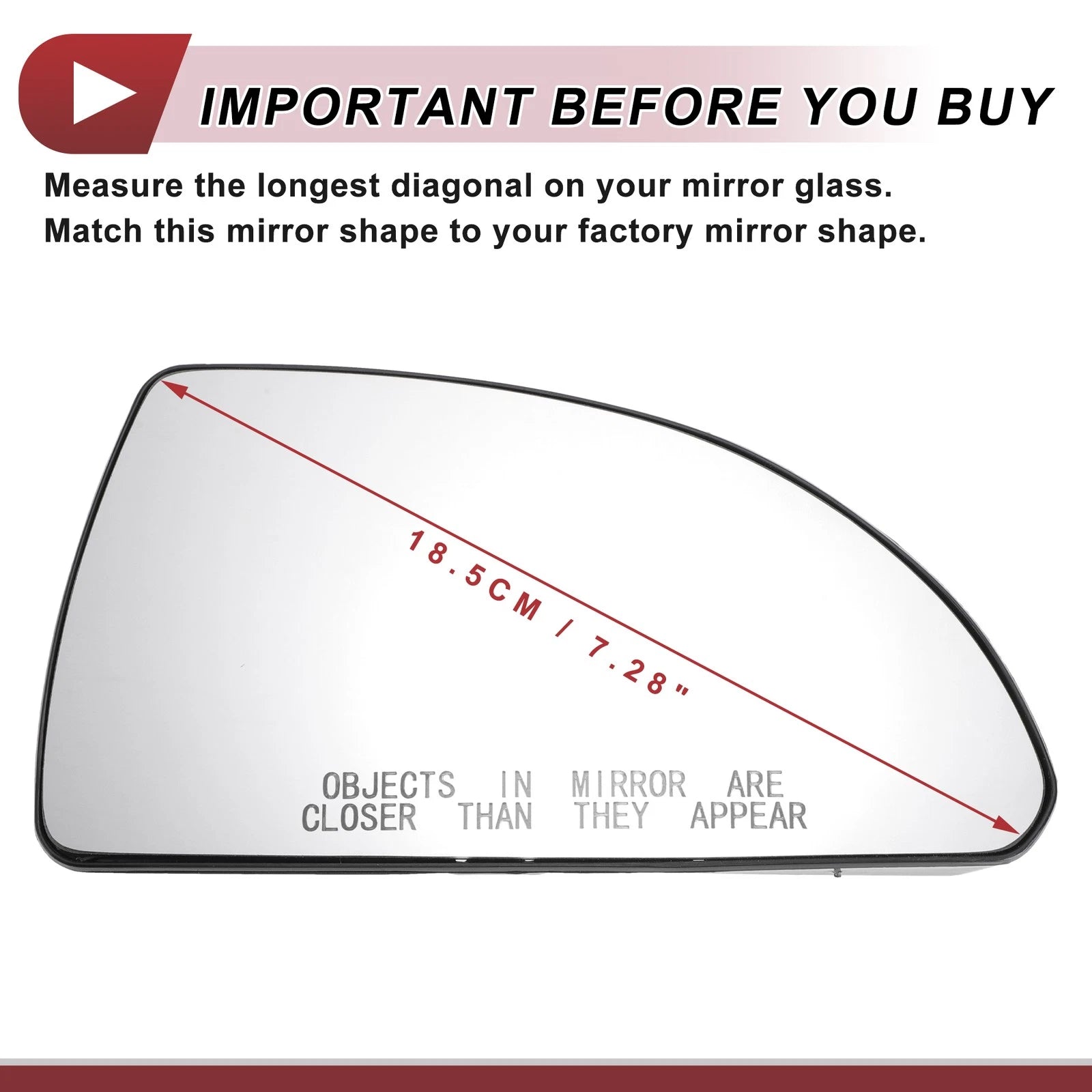 Right Passenger Side Mirror Glass Non Heated Replacement for Chevrolet Impala (2005–2016)