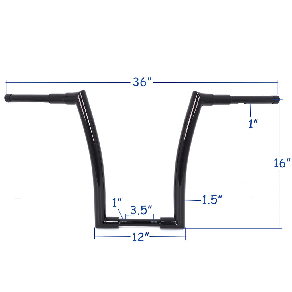 16" Black Ape Hanger Handlebar for Harley FLD (2012–2016), FXDB (2013–2017), FXDLS (2016–2017), FLS (2000–2017)
