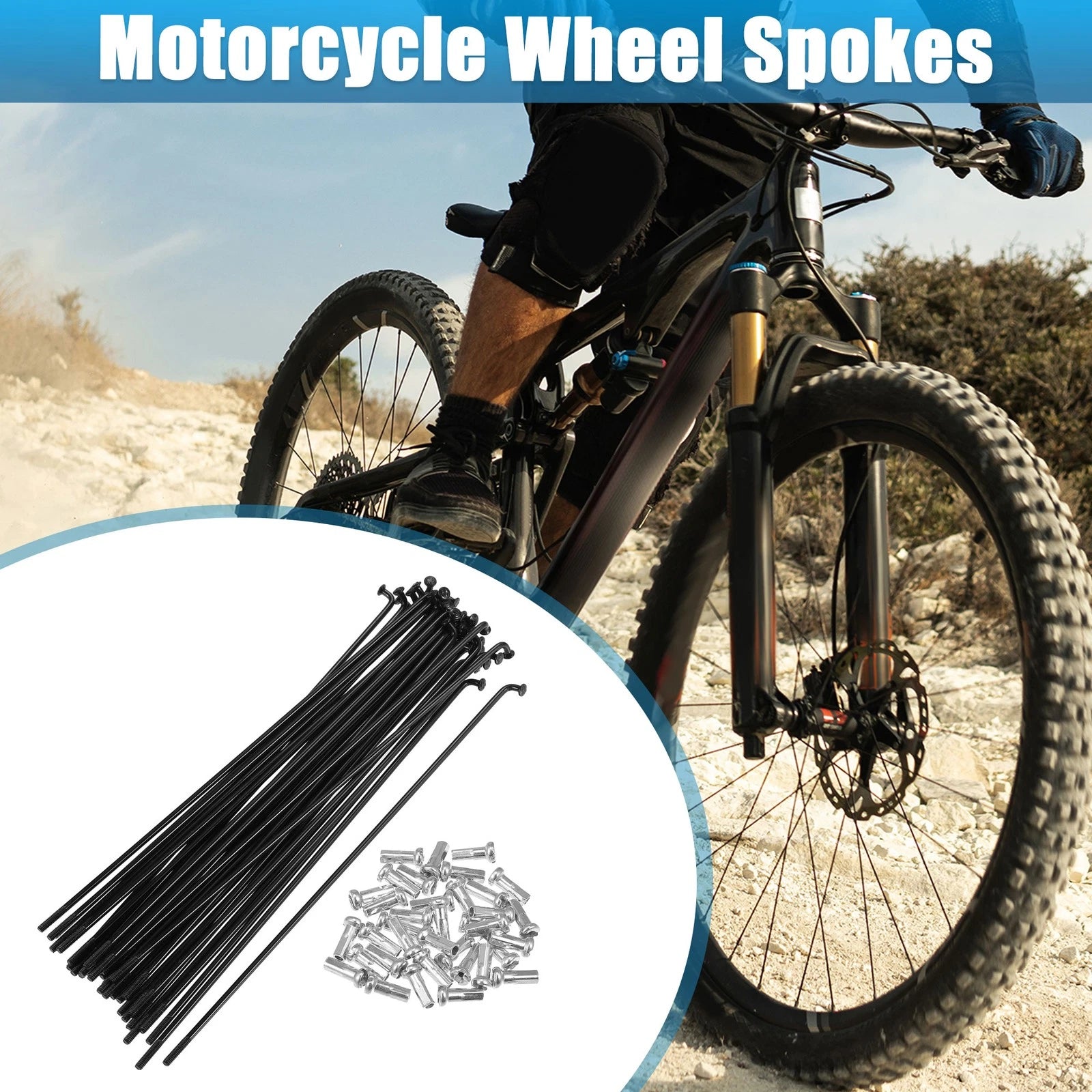 Bicycle Spokes Kit J Bend 14G 153mm with Nipples for 26 Inch Wheel (—)