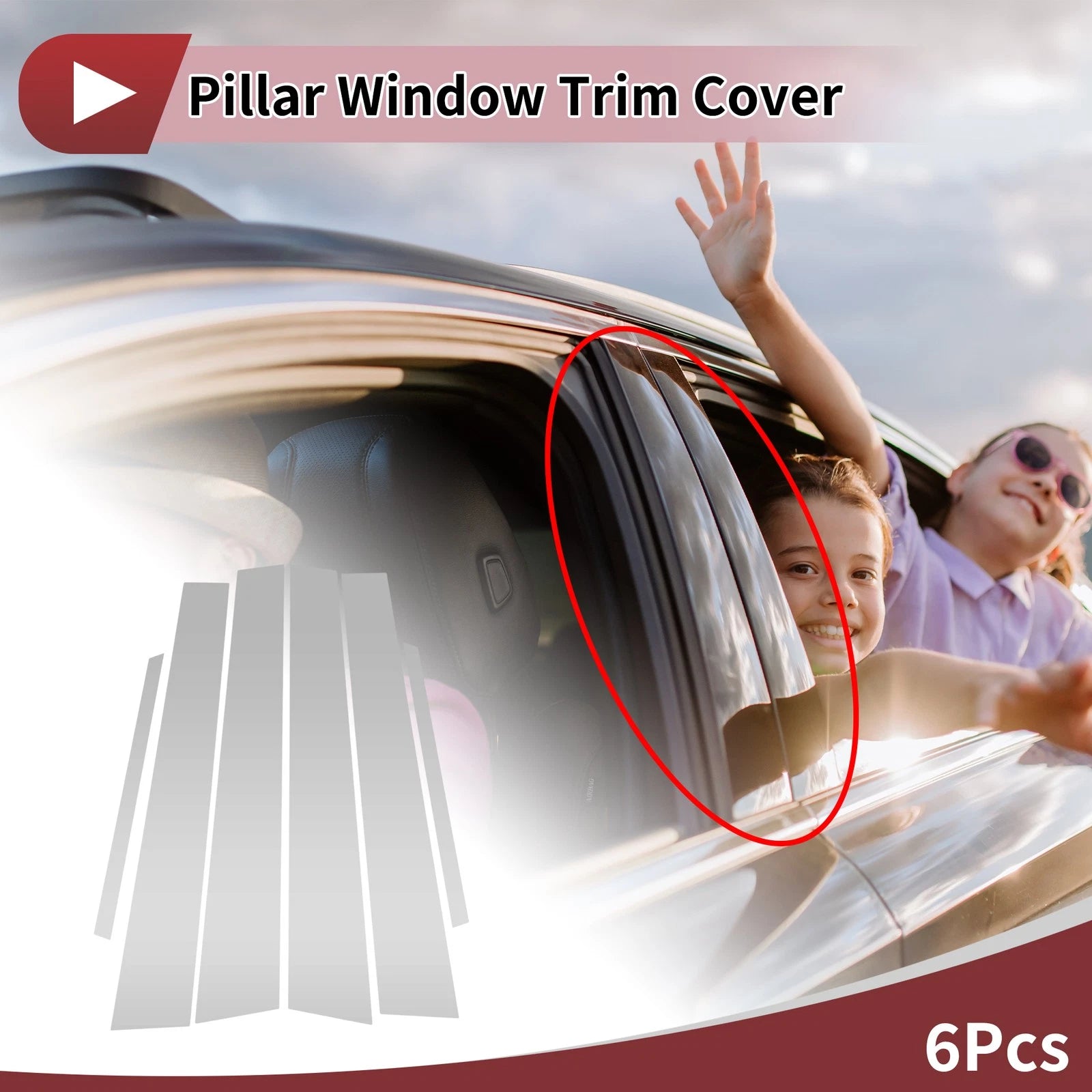 6 Pcs Door Pillar Window Trim Replacement for Toyota Altis E120 (2001–2006)