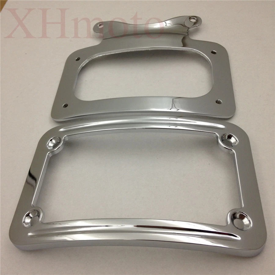 Chrome Laydown Curved License Plate Bracket for Harley Street Glide/Road Glide (2014–2023)