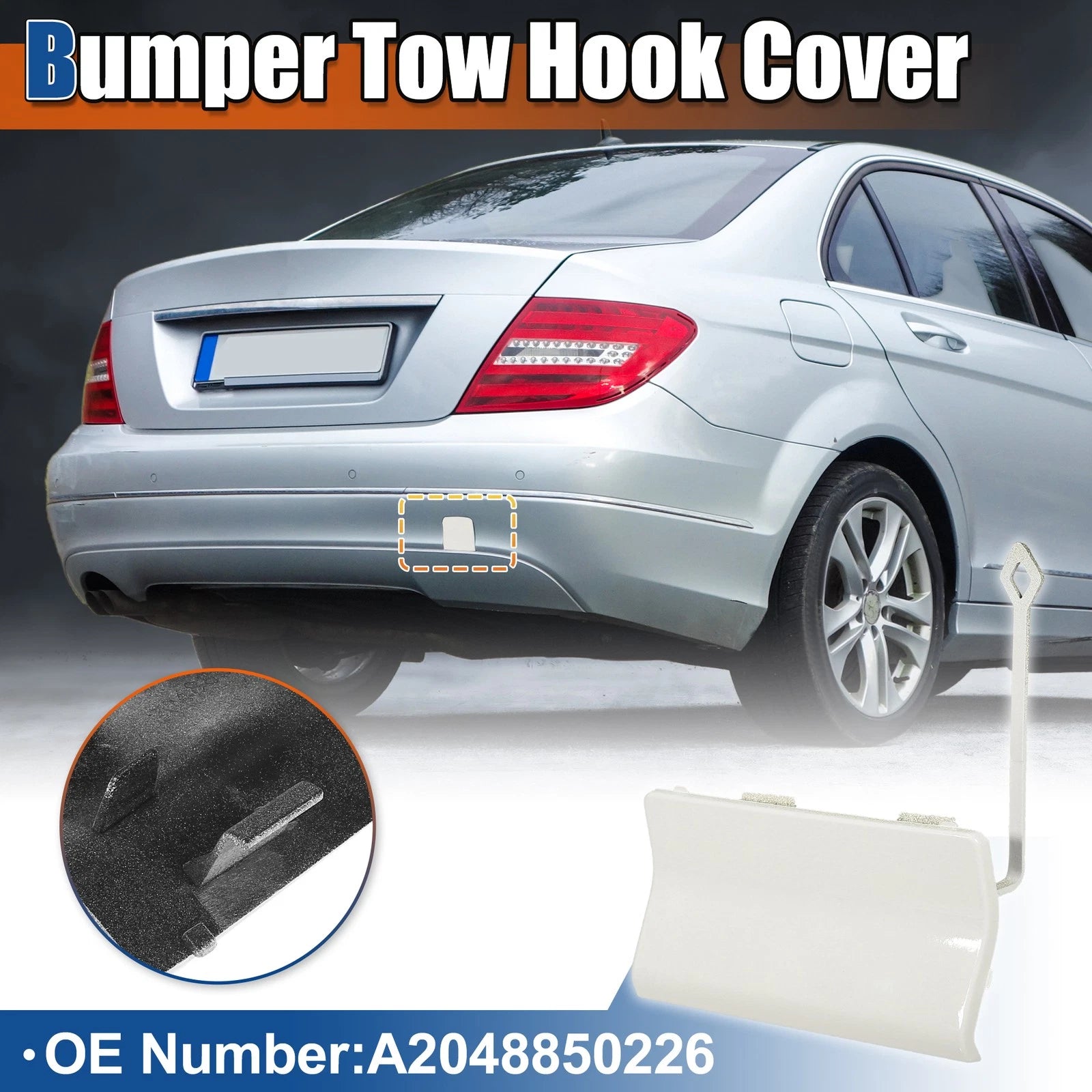 Rear Tow Hook Cover Replacement for Mercedes-Benz C-Class (2015–2021)
