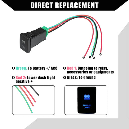 Reverse Lights Push Button Switch Set of 2 for Toyota Landcruiser 4Runner Blue LED