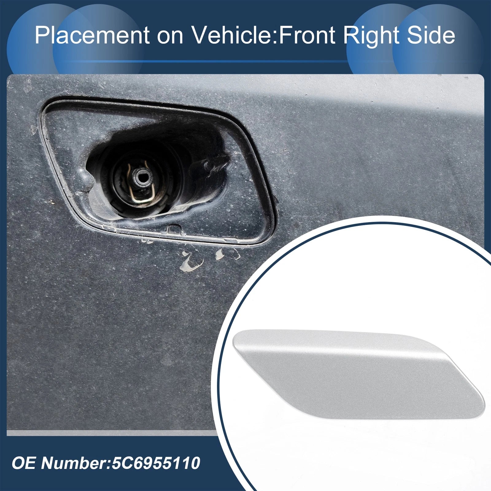 Front Right Washer Nozzle Cover Cap for Volkswagen Jetta A6 (2011–2014)