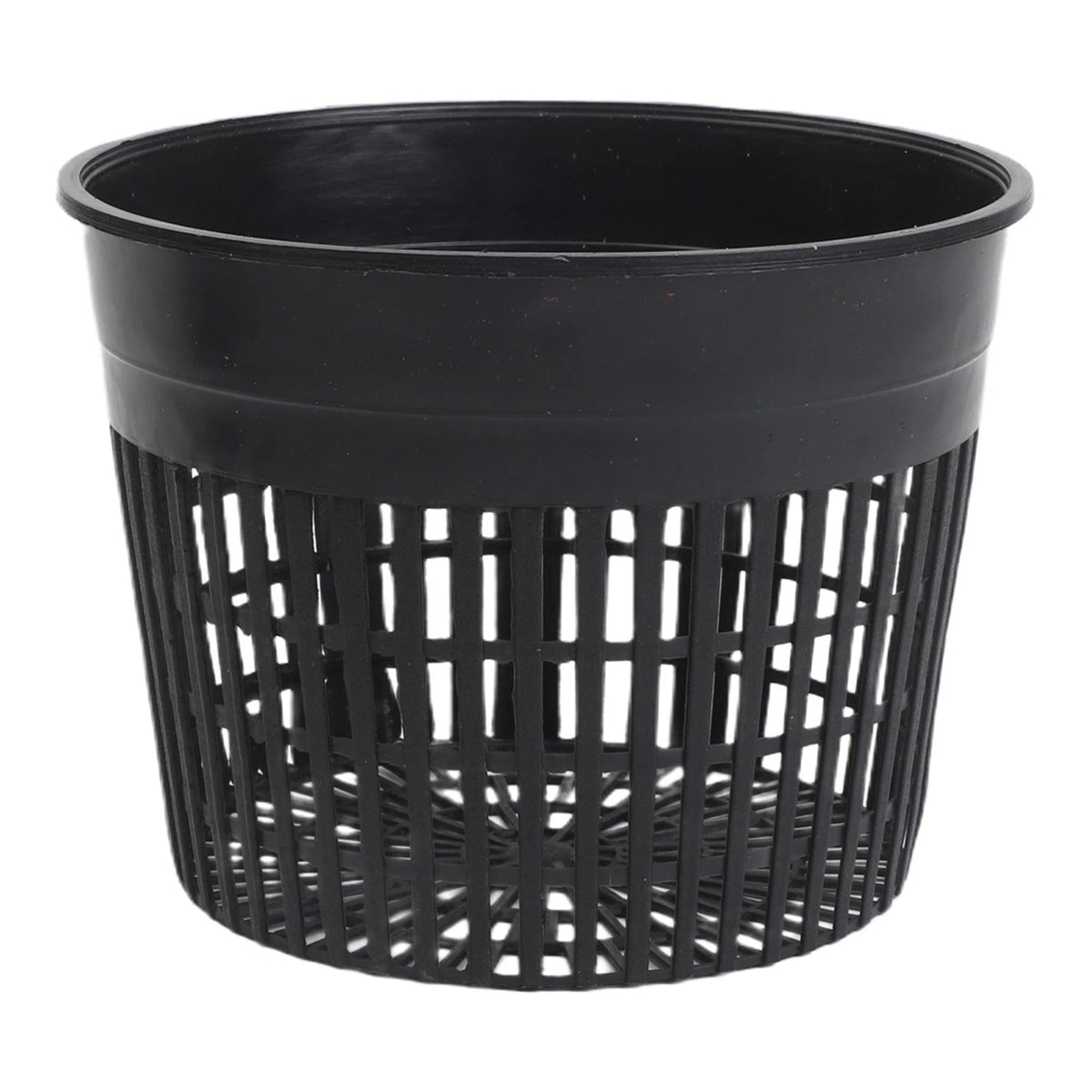 Set of 10 Hydroponics Net Cups for Plants with Drainage Holes - Black Plastic