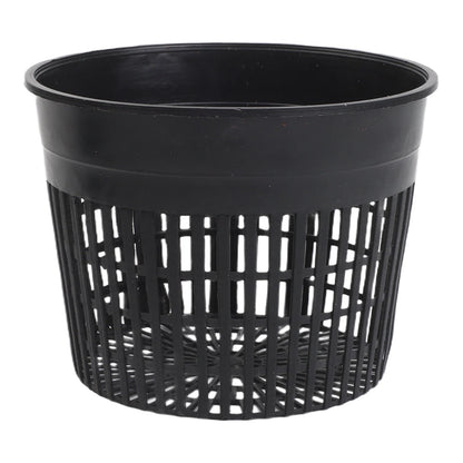 Set of 10 Hydroponics Net Cups for Plants with Drainage Holes - Black Plastic