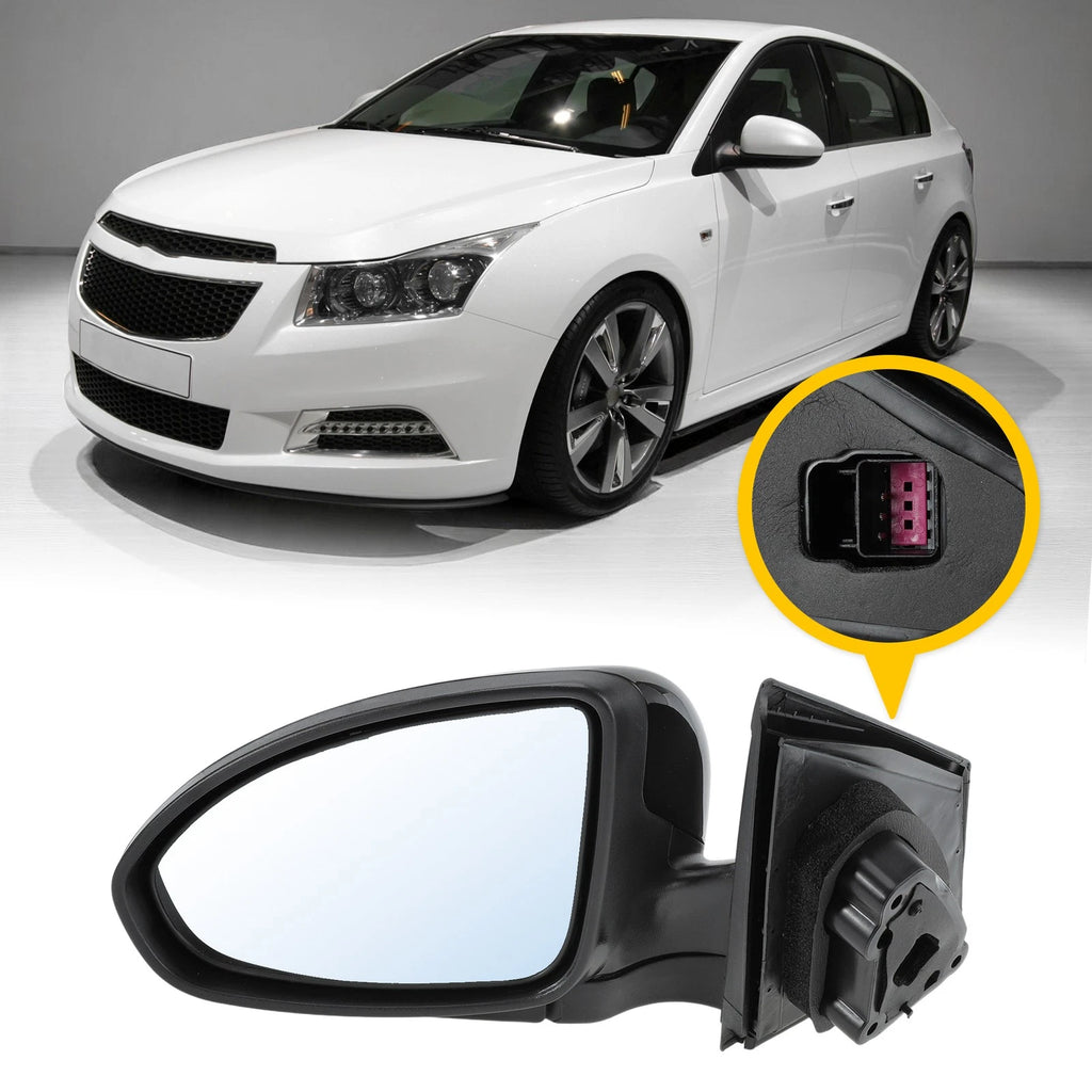 3Pin Left Side Door Mirror Gloss Black Replacement for Chevy Cruze Limited (2016–2019)
