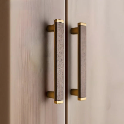 Smooth-Finish Walnut Wood and Copper Cabinet Hardware for Home Furniture