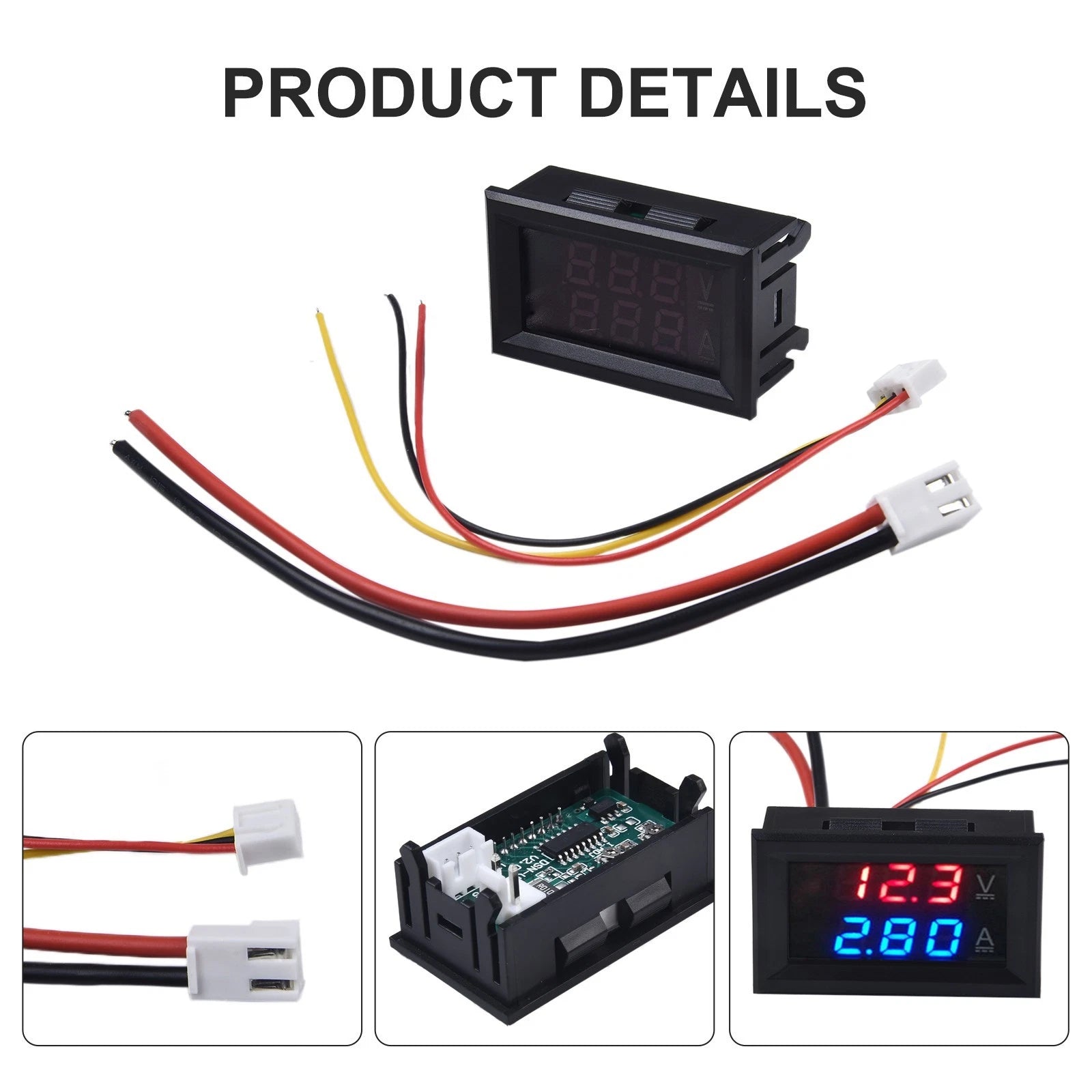 DC Voltmeter Amps Meter for Easy Visibility (0-28)