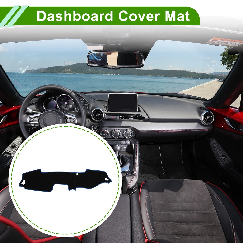 Dash Cover for Mazda MX-5 2015-2022 Dashboard Cover Polyester Black Blue Edge