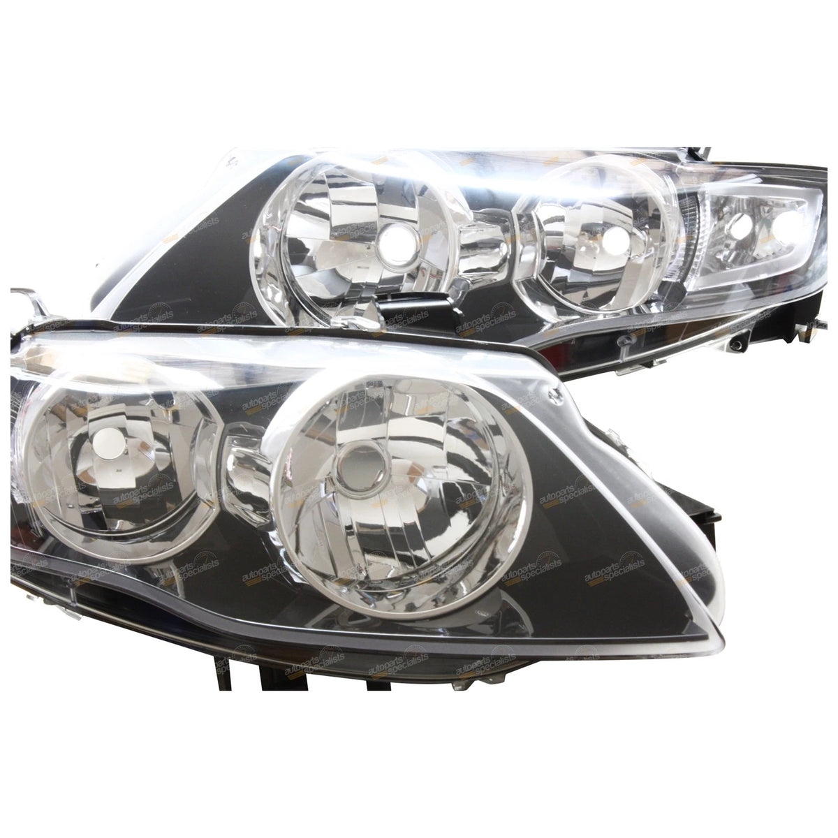 2X Black Headlights Pair for Ford FG Falcon (2008-On) XT G6 G6E L+R