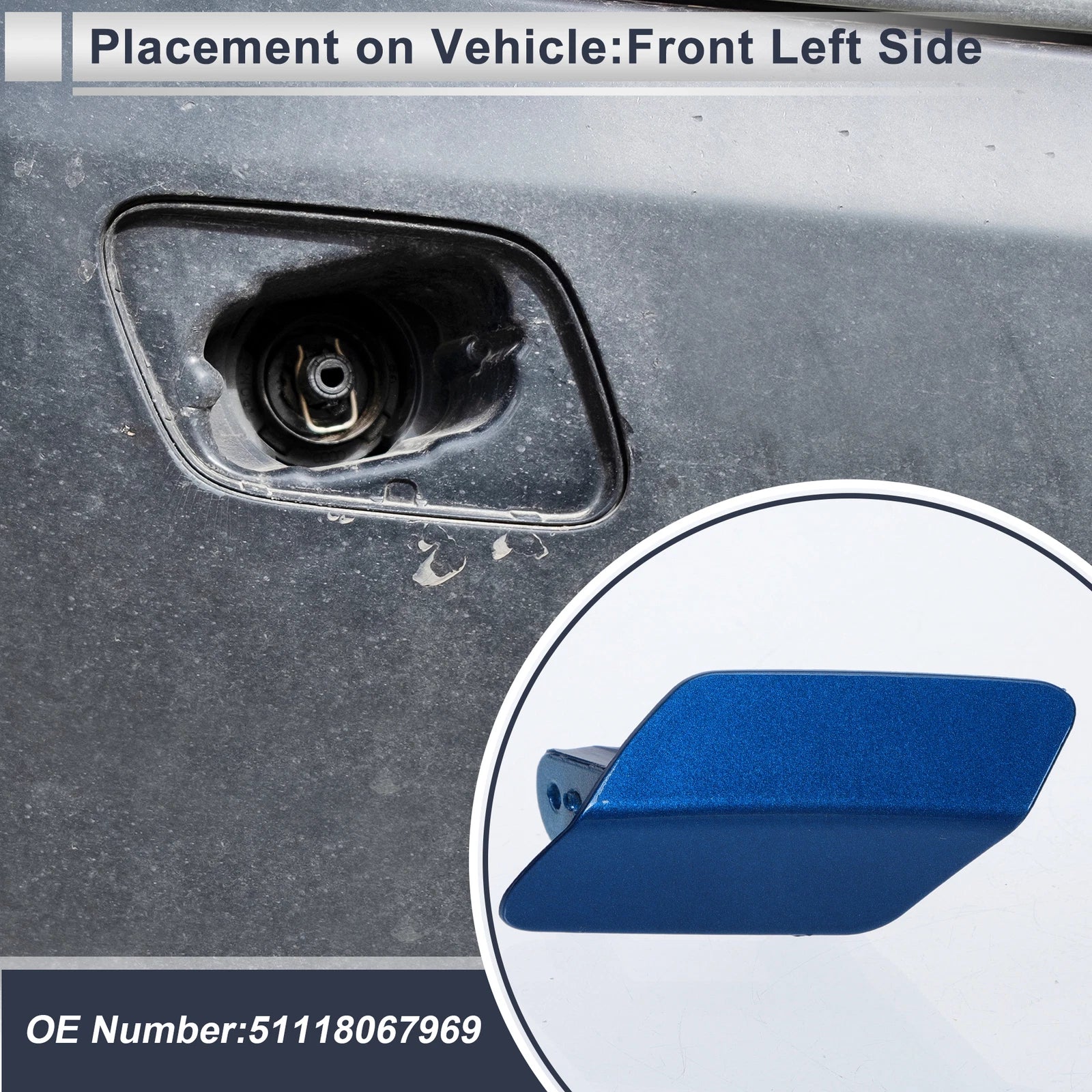 Front Left Headlight Washer Nozzle Cover Cap for BMW 320i (2012–2019)