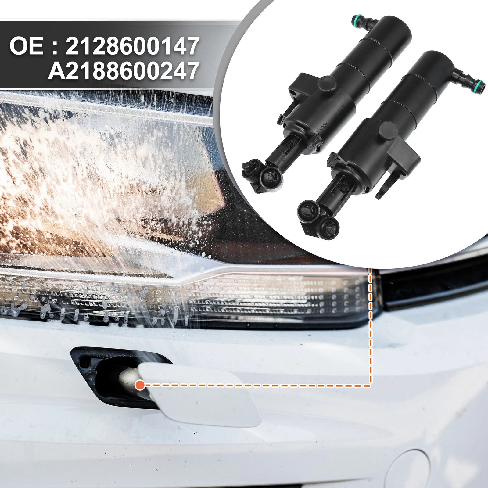 Headlight Washer Nozzle Front Left Right for Mercedes-Benz E350 E550 E63 (2007–2018)