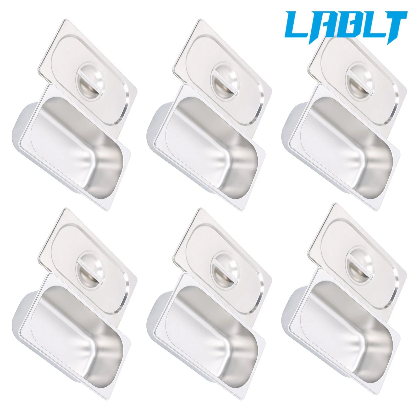 6-Pack 4 Inch Deep Stainless Steel Steam Table Pans for LABLT