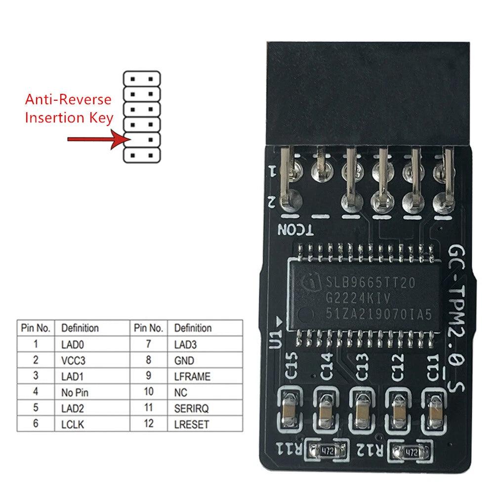 2.0 TPM Module for GIGABYTE GC-TPM2.0_S (12 Pin 12-1)