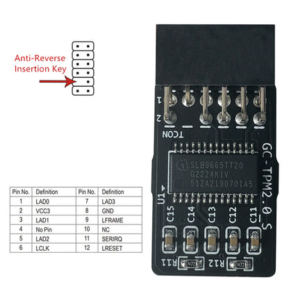 2.0 TPM Module for GIGABYTE GC-TPM2.0_S (12 Pin 12-1)