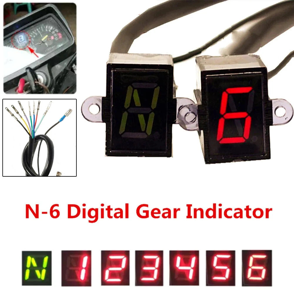 6 Speed N-6 Digital Gear Indicator for Motorcycle
