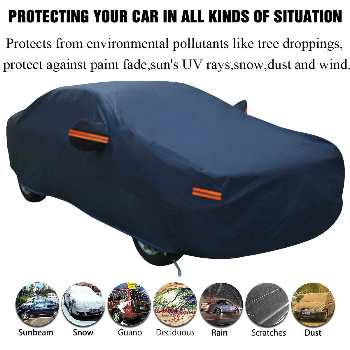 Breathable Full Car Cover for All Vehicles (Waterproof, All Weather)