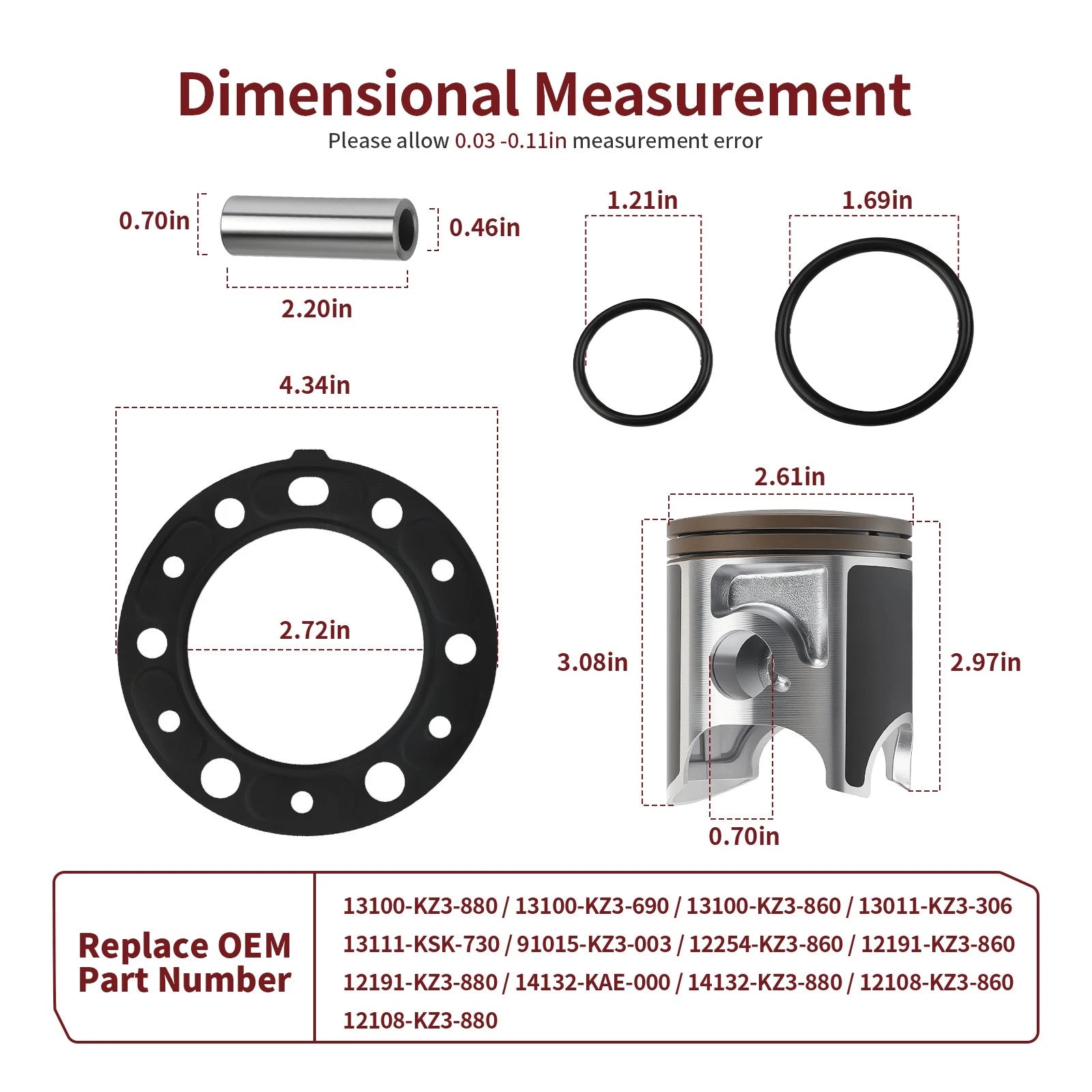 Top End Rebuild Kit for Honda CR250R (1992–1996) - Piston Gasket 66.40mm STD