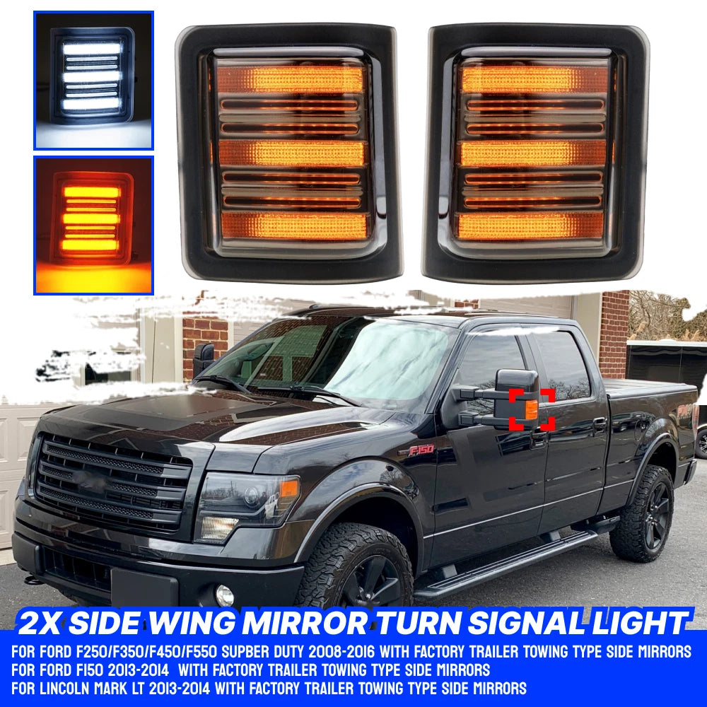 Smoked Lens LED Side Mirror Turn Signal Light for F250 F350 F450 F550 (2008–2016)