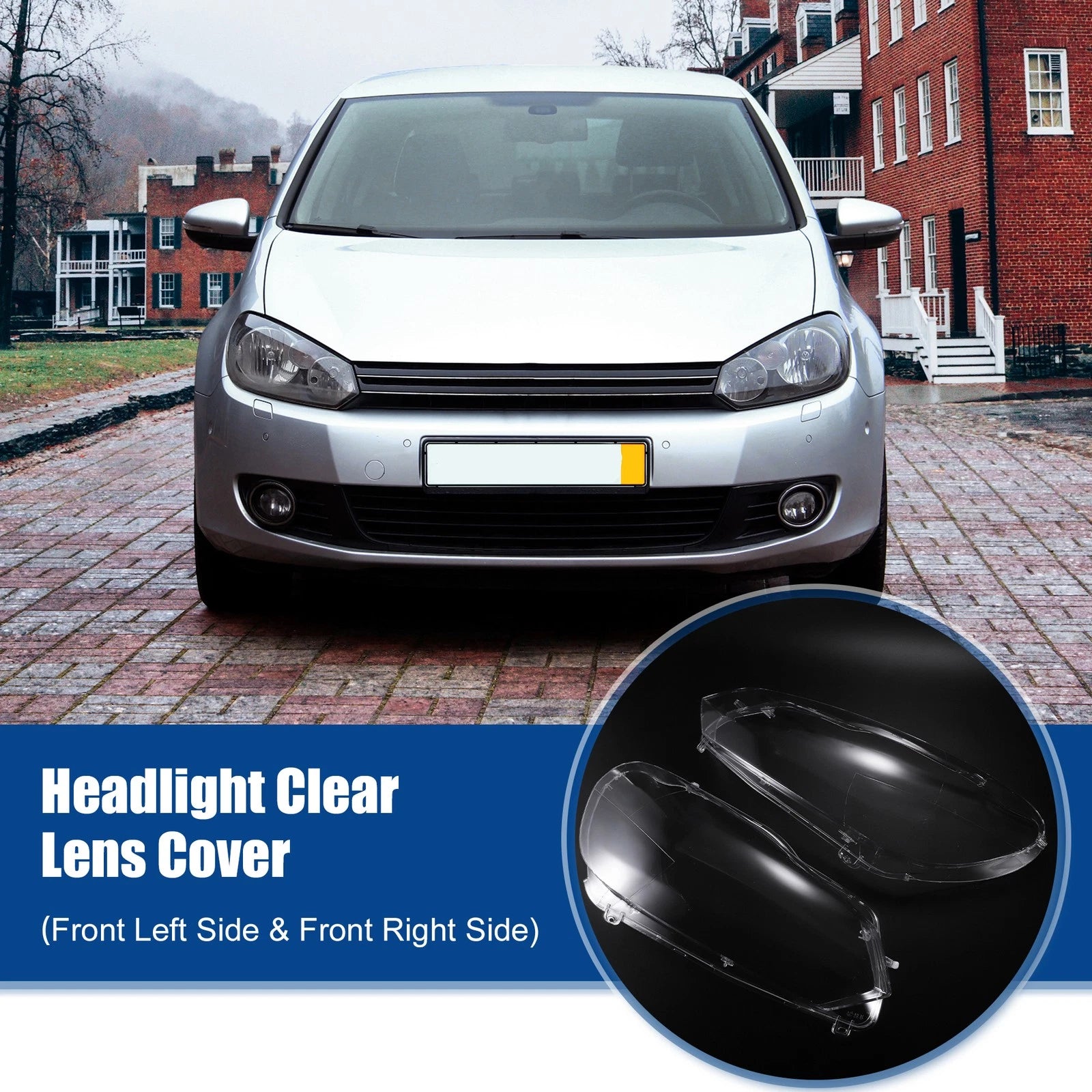 Headlight Clear Lens Cover Pair for Volkswagen Golf 6 (2010–2015)
