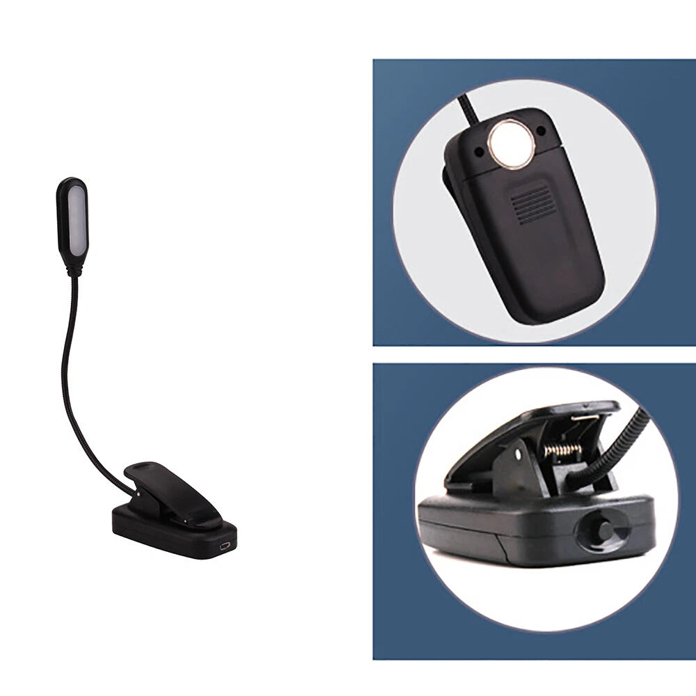 LED Reading Book Light with Clip - Flexible USB Rechargeable