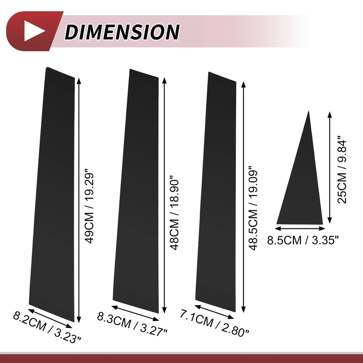 8 Pcs Door Pillar Window Trim for Nissan Rogue (2008–2013) Black