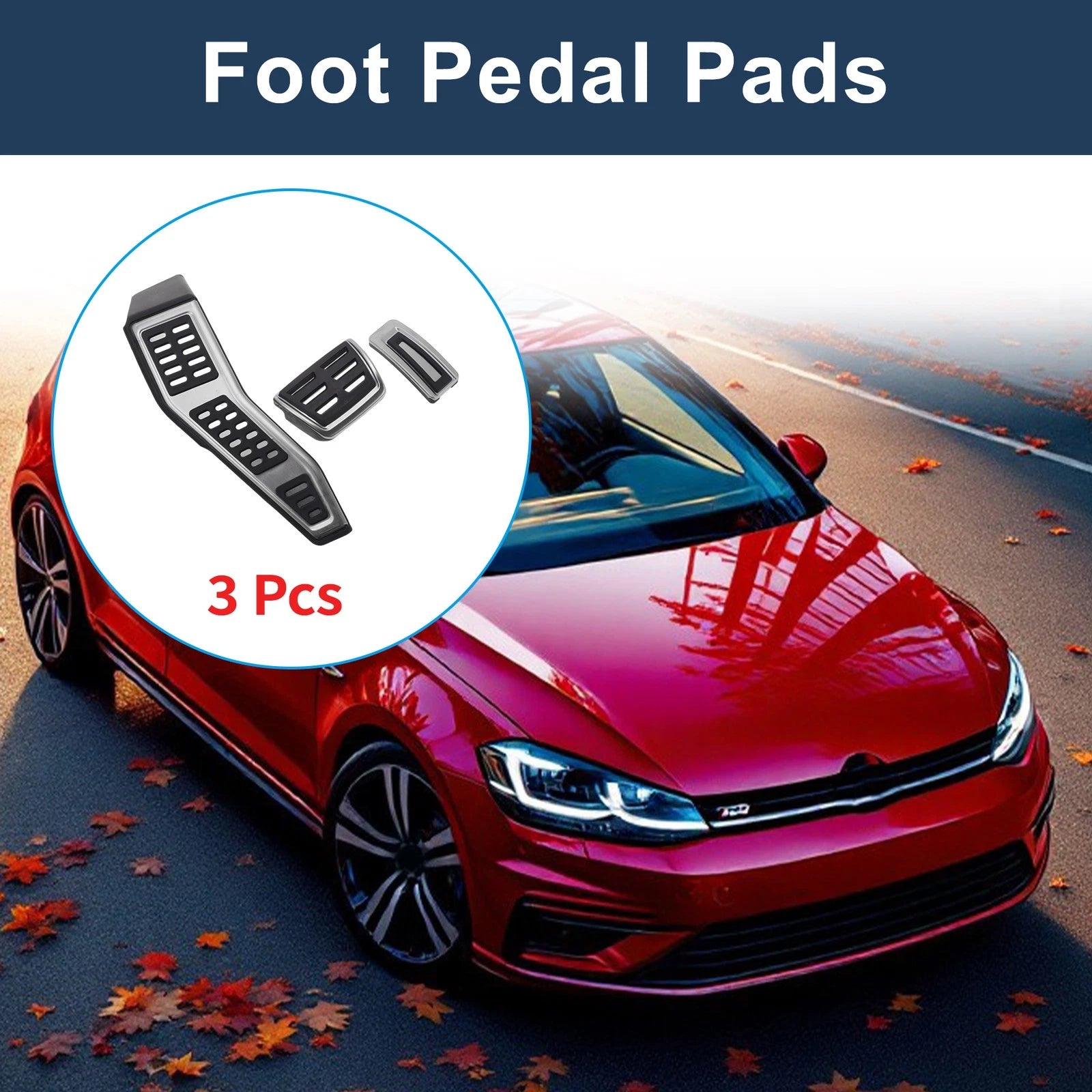 3 Pcs Automatic Foot Accelerator Pedal Covers for Volkswagen Golf 7 (2013–2019)