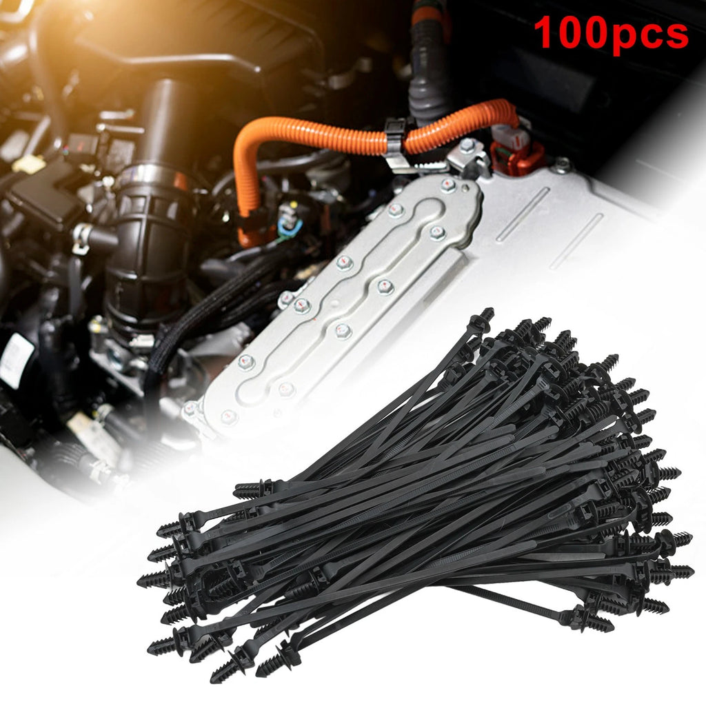 100x Nylon Cable Ties for Car Wire Organization