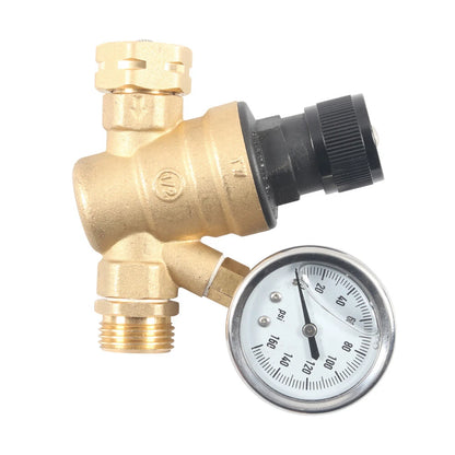 Adjustable RV Water Pressure Regulator Valve with Oil Gauge for Camper