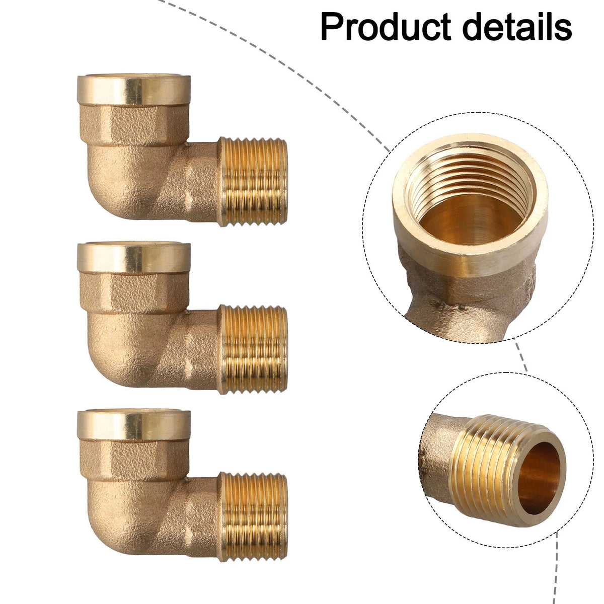 3-Piece Brass Pipe Connector Kit for Adjustable Angles
