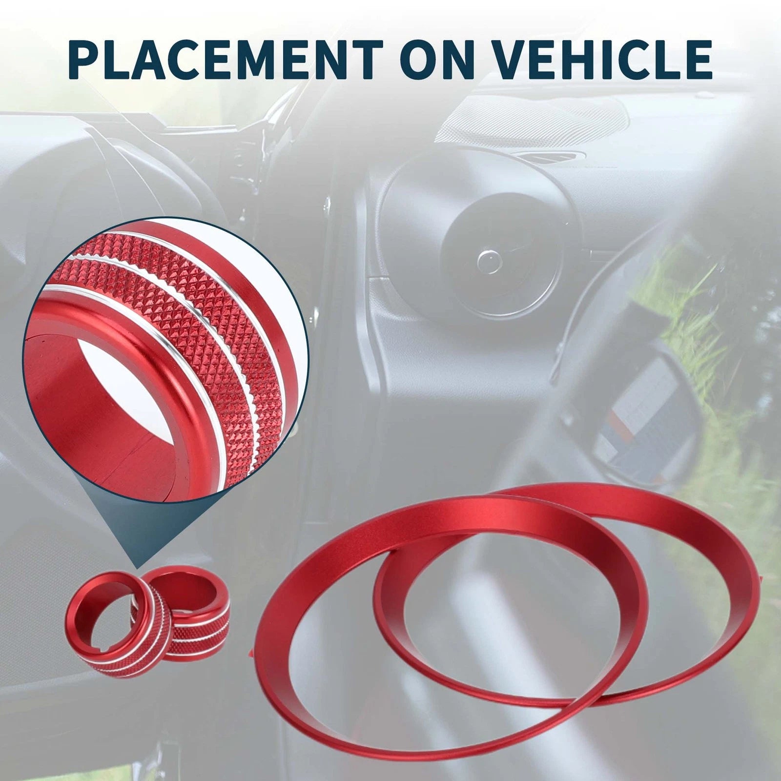 AC Vent Adjust Switch Knob Cover Ring for Subaru BRZ (2022–2024) Red 4 Pcs