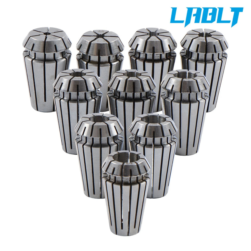Set of 10 Precision ER16 Collets for (0.093–0.375")