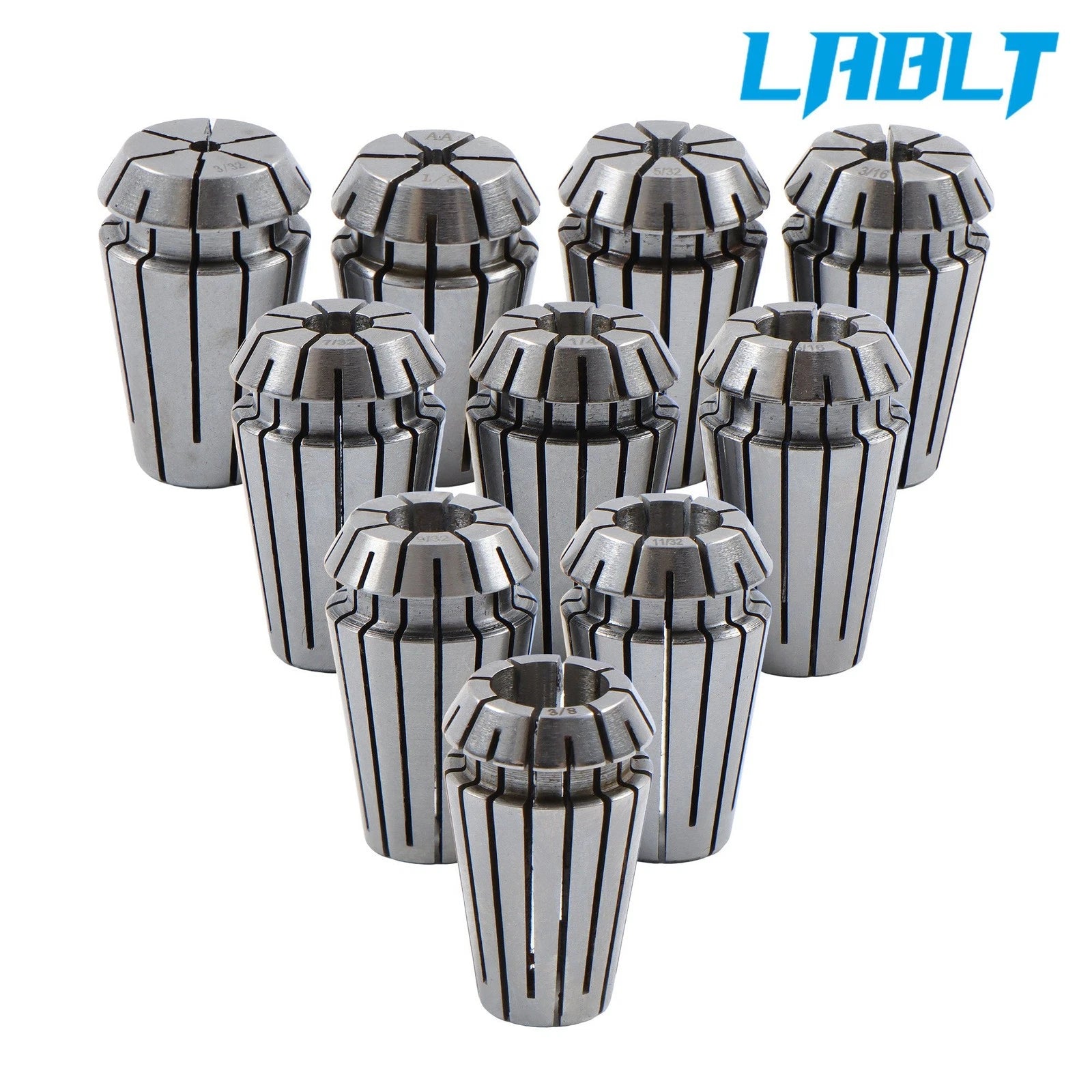 Set of 10 Precision ER16 Collets for (0.093–0.375")