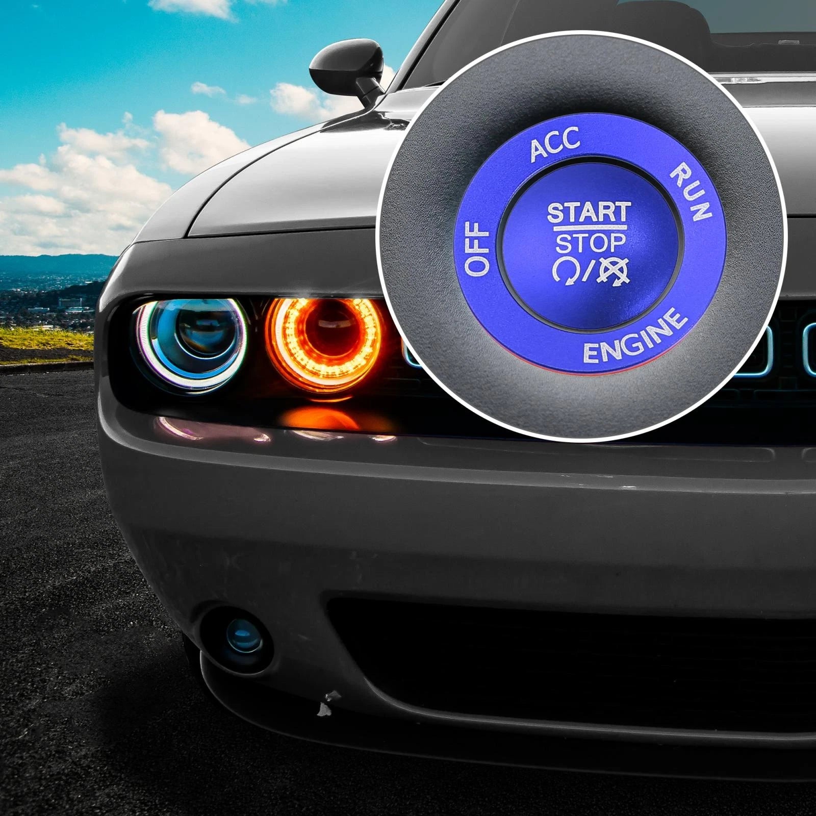 Engine Push Start Button Sticker Kit Replacement for Dodge Charger (2015–2021)