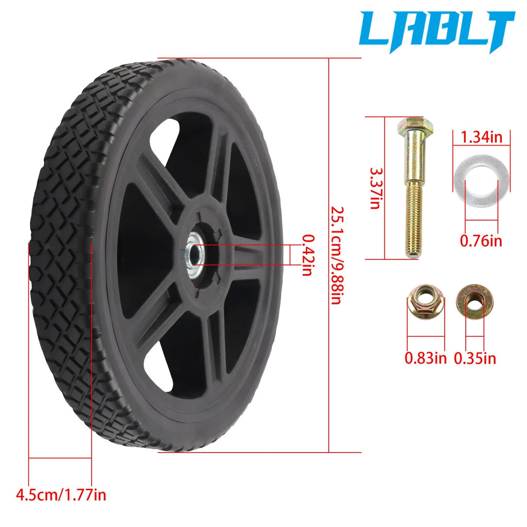 4X 10 Inch Solid Lawn Mower Wheels Kit for Cart Push Mower