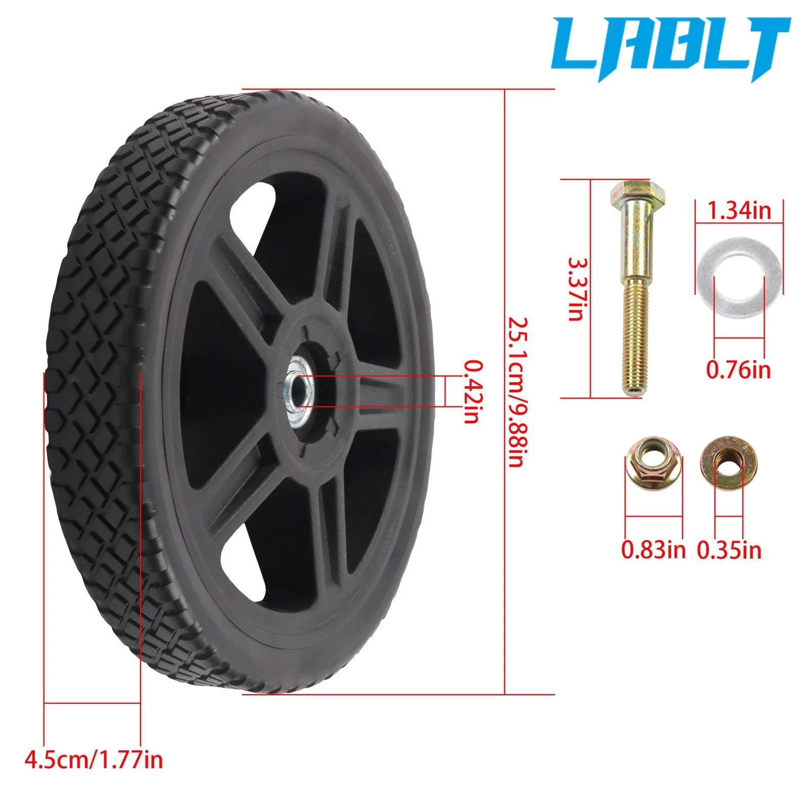 4X 10 Inch Solid Lawn Mower Wheels Kit for Cart Push Mower