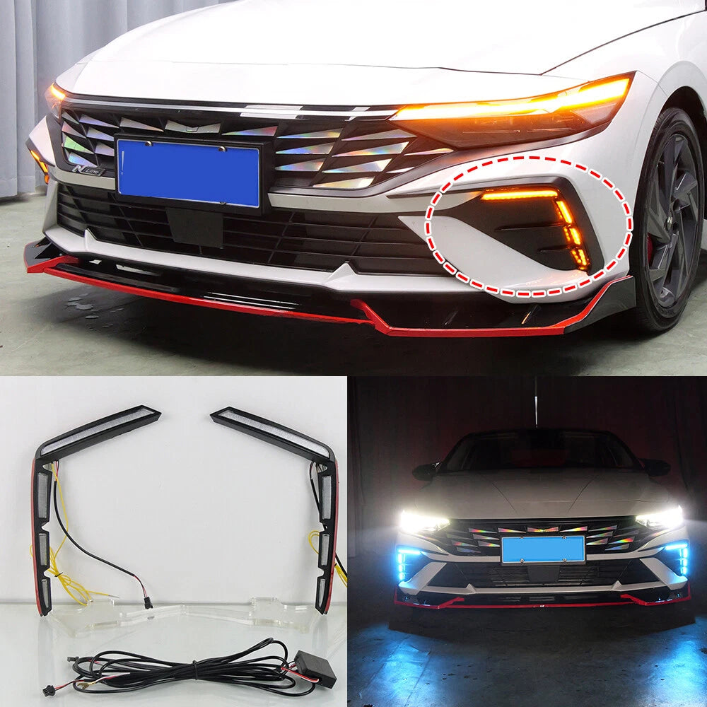 LED Fog Lamp Daytime Running Light DRL with Turn Signal for Hyundai Elantra (2024–2024)