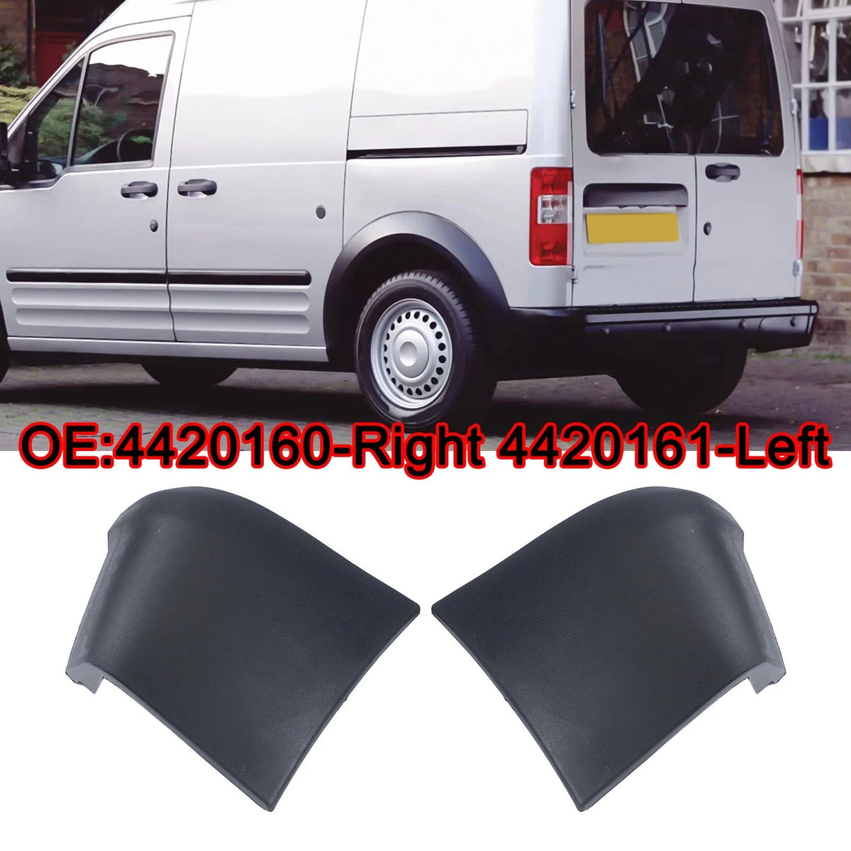 Sleek Black Rear Bumper Corners with Clips for Ford Transit Connect (2010–2023)