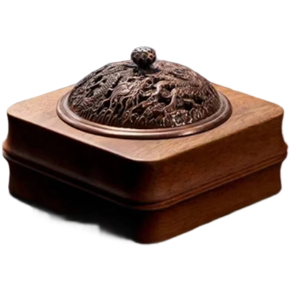 Walnut Wood Incense Burner for Sandalwood Coil (Handmade Cultural Design)