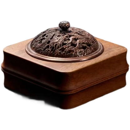 Walnut Wood Incense Burner for Sandalwood Coil (Handmade Cultural Design)