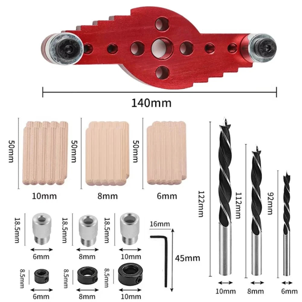 Woodworking Drill Positioner with Self Centering and Depth Stop