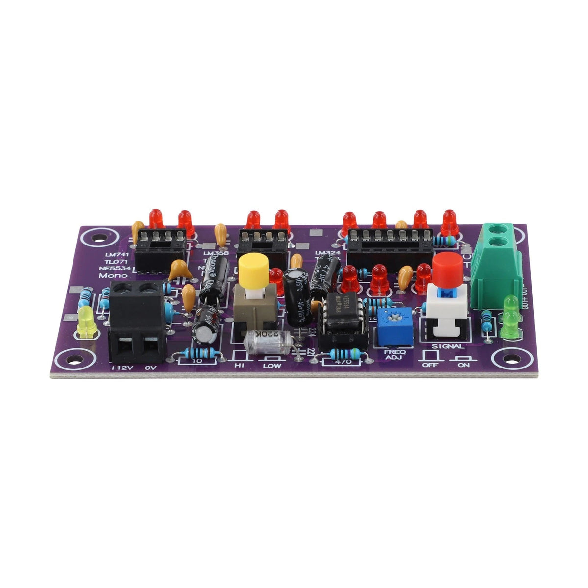 Op Amp Test Board with LED Indicator for Amplification Evaluation