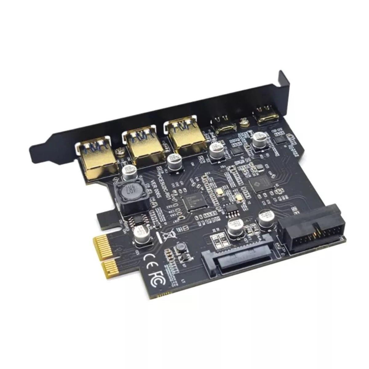 USB 3.2 Gen1 PCI-Express Expansion Card for PC (5 Port, 2 Type-C, 3 USB-A)