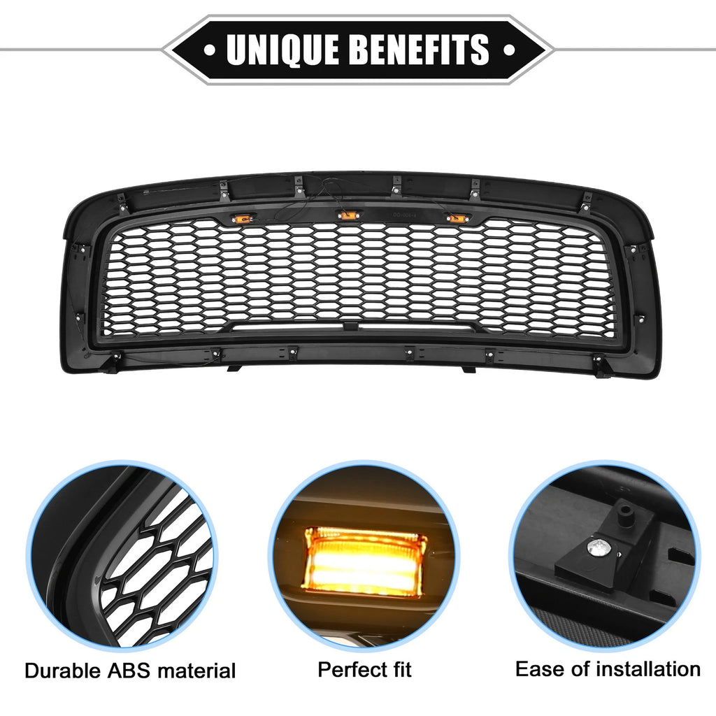 Front Grille Assembly with LED Lights for Dodge Ram 3500 (2010–2018)