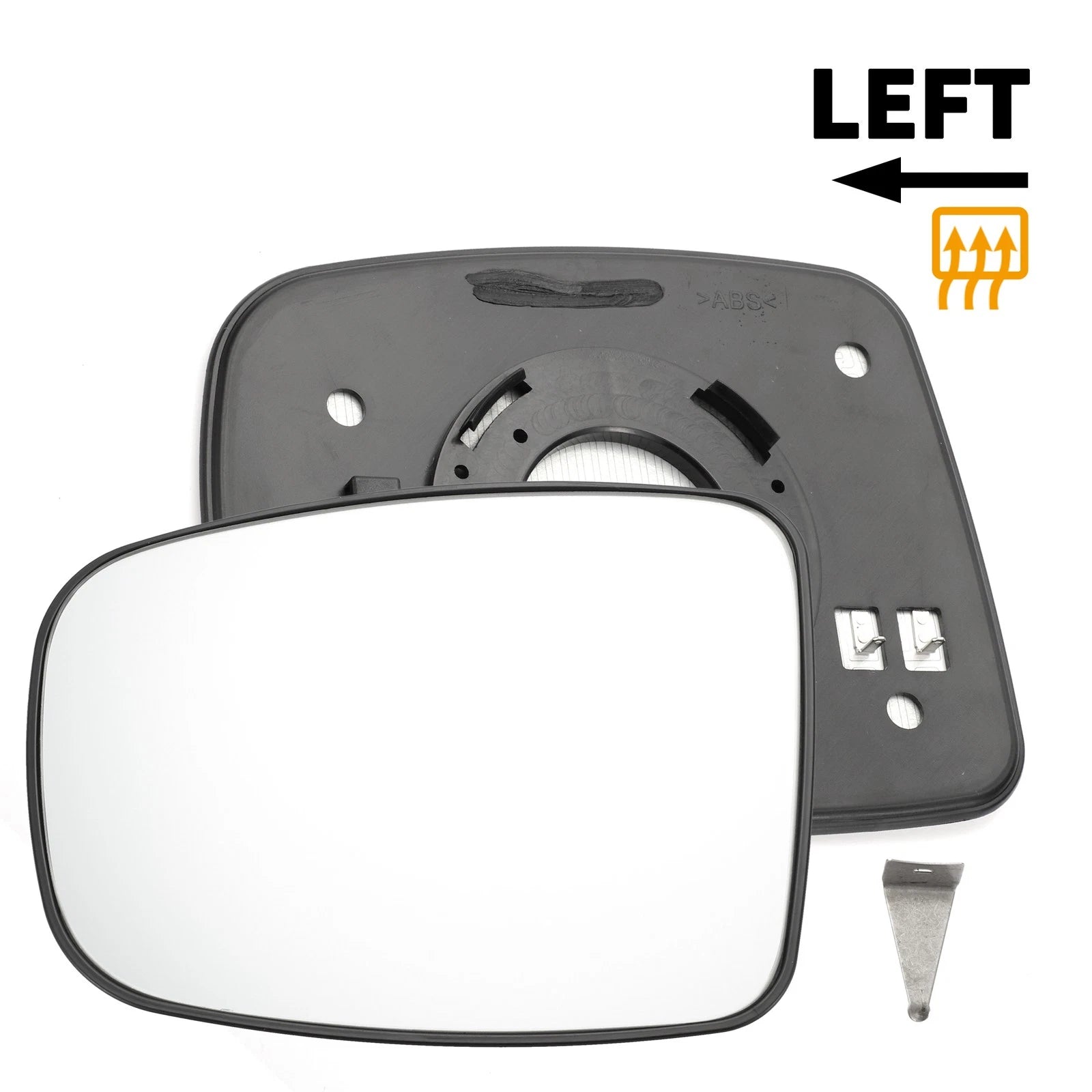 Left Side Heated Back White Mirror Glass for Hyundai i10 (2007–2010)