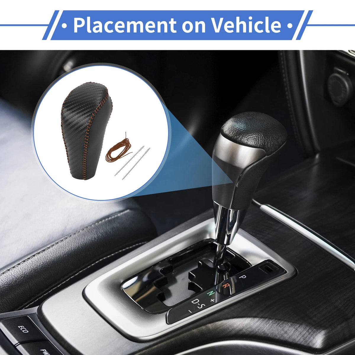 Gear Shift Knob Cover Replacement for Chevrolet Cruze 2011–2015 Carbon Fiber