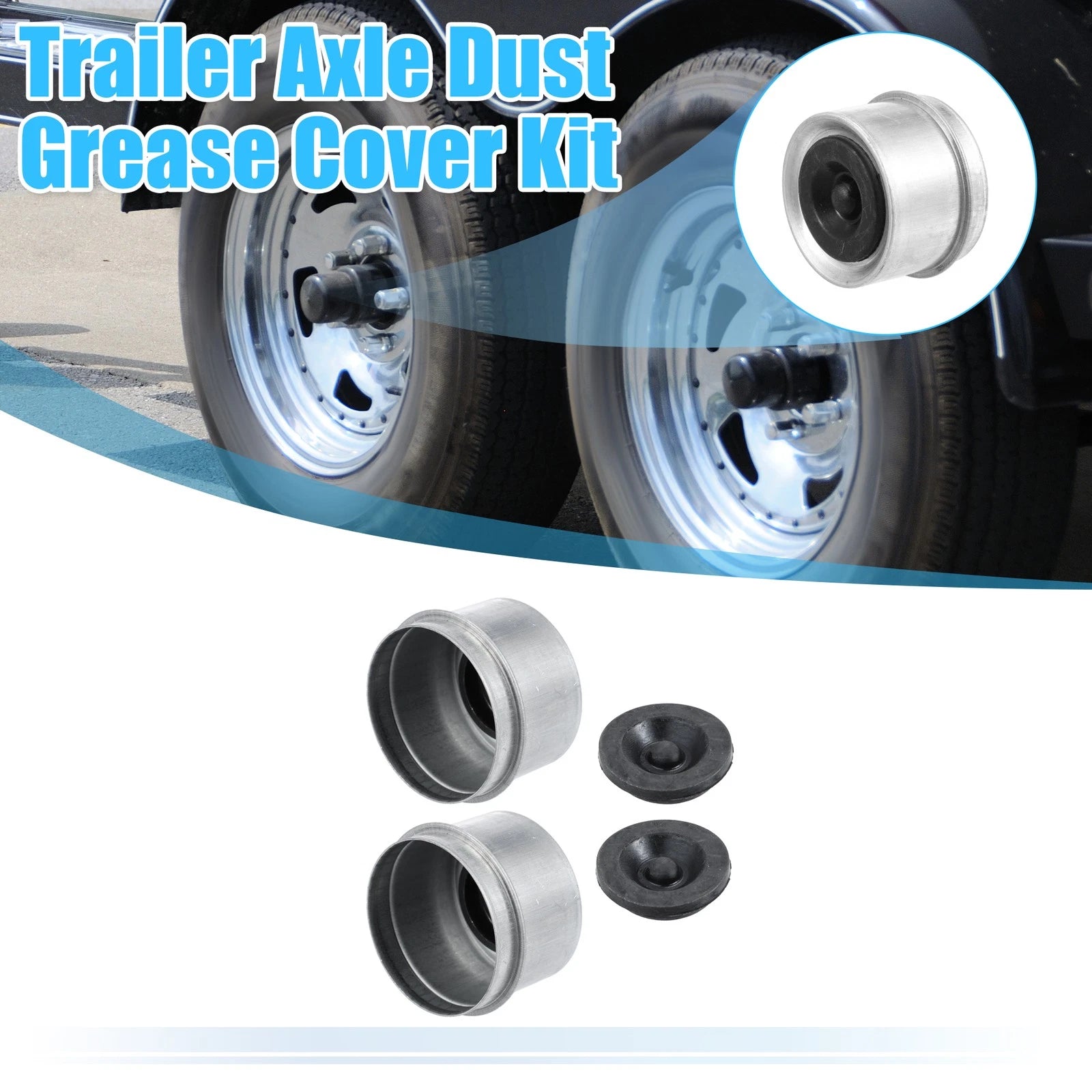 2pcs Trailer Axle Dust Grease Cap Rubber Plugs Set for 1.98 in Trailer (—)