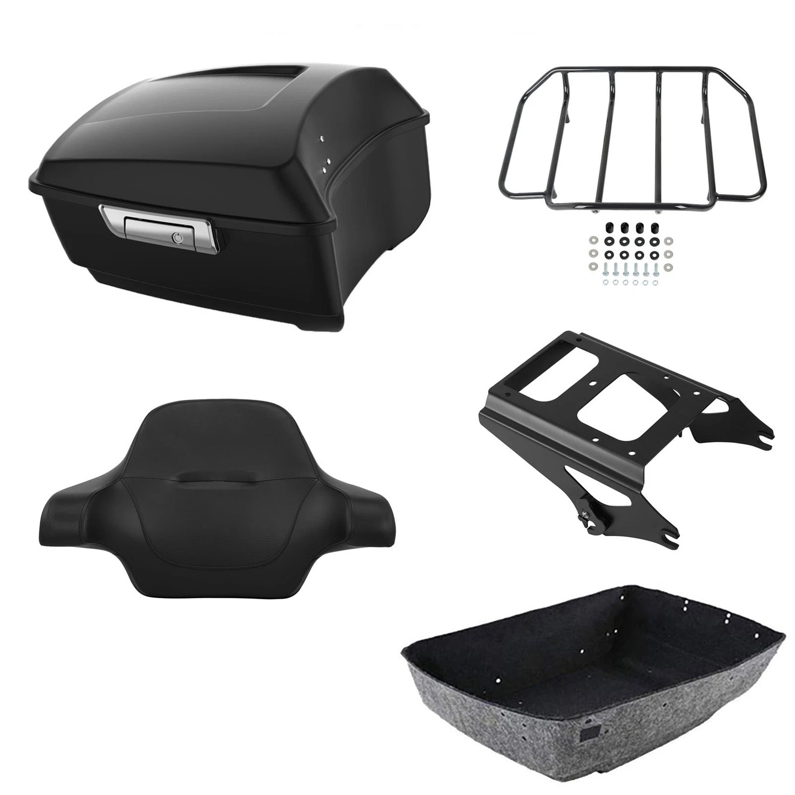 Matte Black Backrest Rack Mount for Harley Touring (2009–2013)