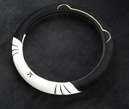 Soft Plush Steering Wheel Cover for 38cm Wheels (Winter Cute Design)